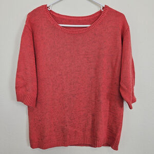 Motto Womens 3/4 Sleeve Scoop Neck Mixed Yarn Sweater Pullover - No Size